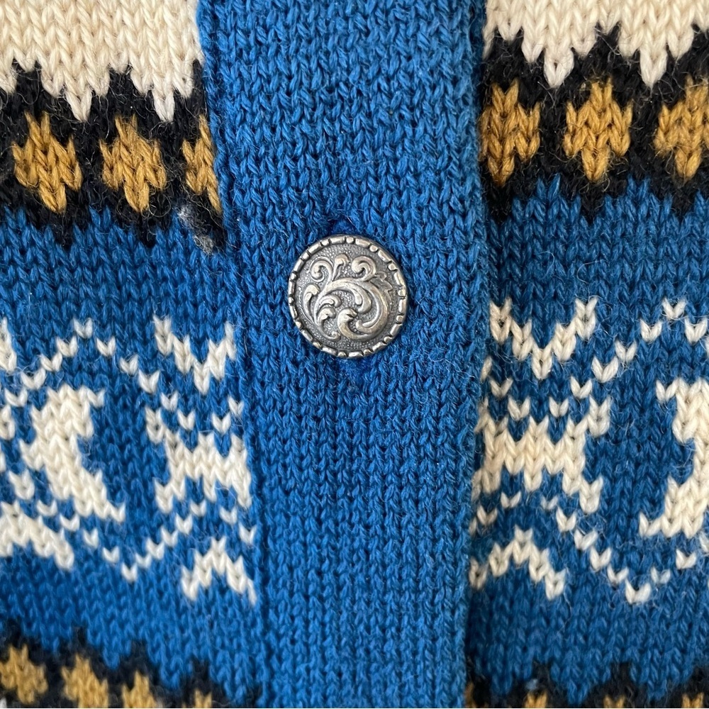Vintage Dirdalstrikk 100% Wool Knit Cardigan Nordic Fair Isle Pewter Clasps - Picture 5 of 8